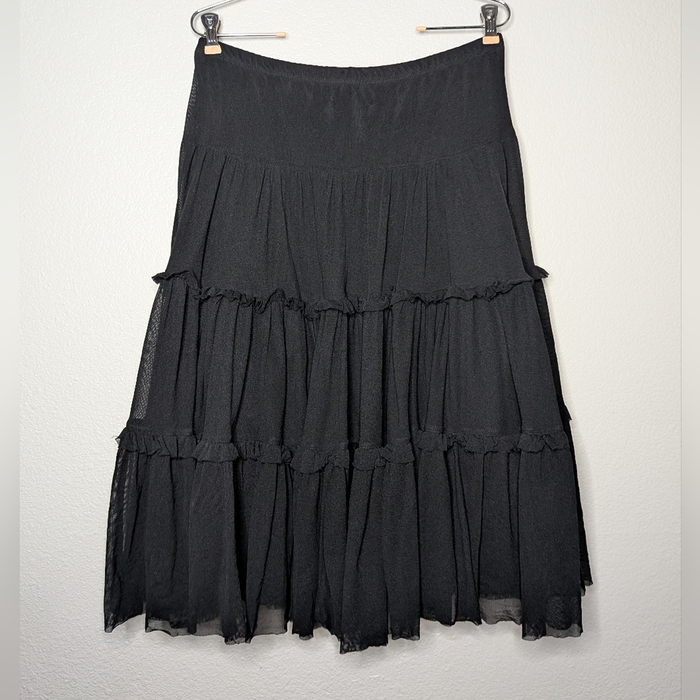 INC International Concepts Womens Black Goth Witchy Fairy Tiered A-Line Skirt M